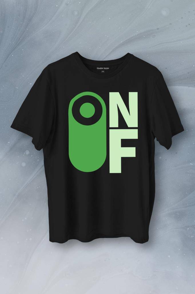 On Off Aç Kapa Urban Street Wear Baskılı Tişört Unisex T-Shirt - 1