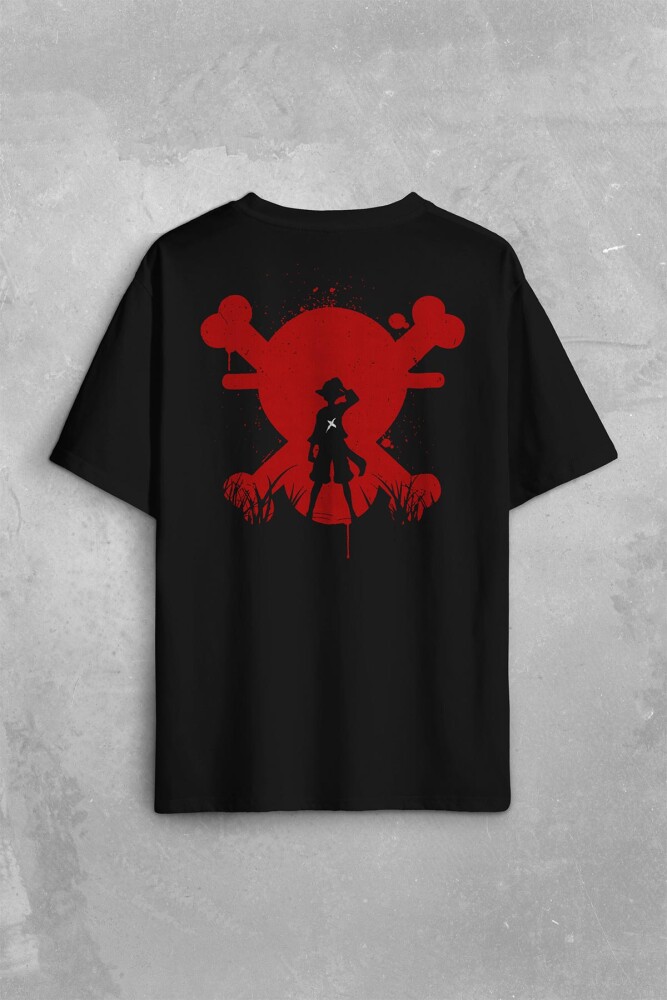 One Piece Anime Dizi Japanese Urban Wear Street Culture Sırt Ön Baskılı Oversize Tişört Unisex T-Shirt - 1