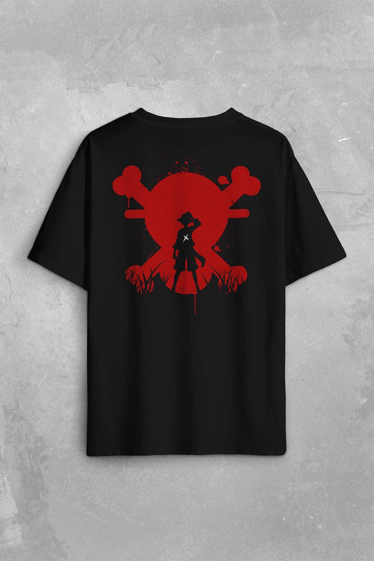 One Piece Anime Dizi Japanese Urban Wear Street Culture Sırt Ön Baskılı Oversize Tişört Unisex T-Shirt - 1