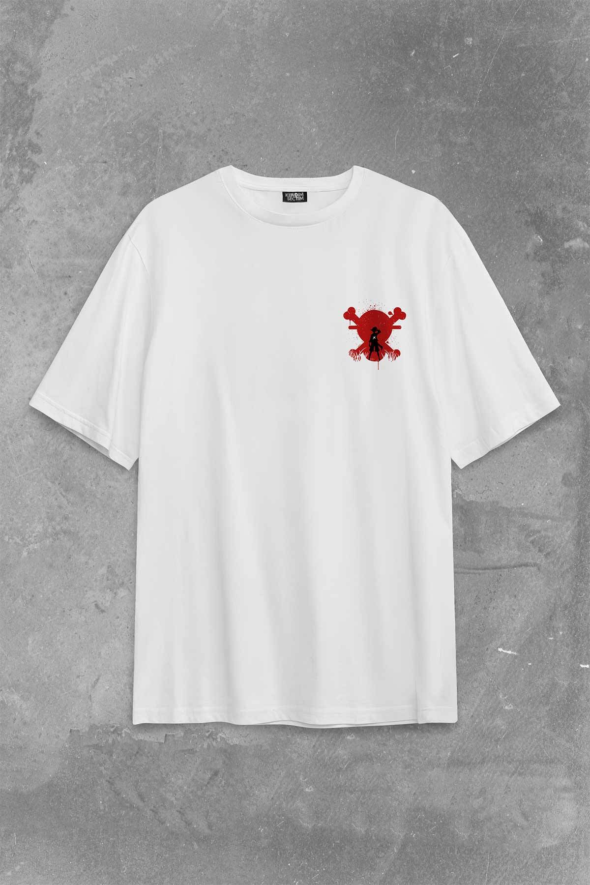 One Piece Anime Dizi Japanese Urban Wear Street Culture Sırt Ön Baskılı Oversize Tişört Unisex T-Shirt - 2