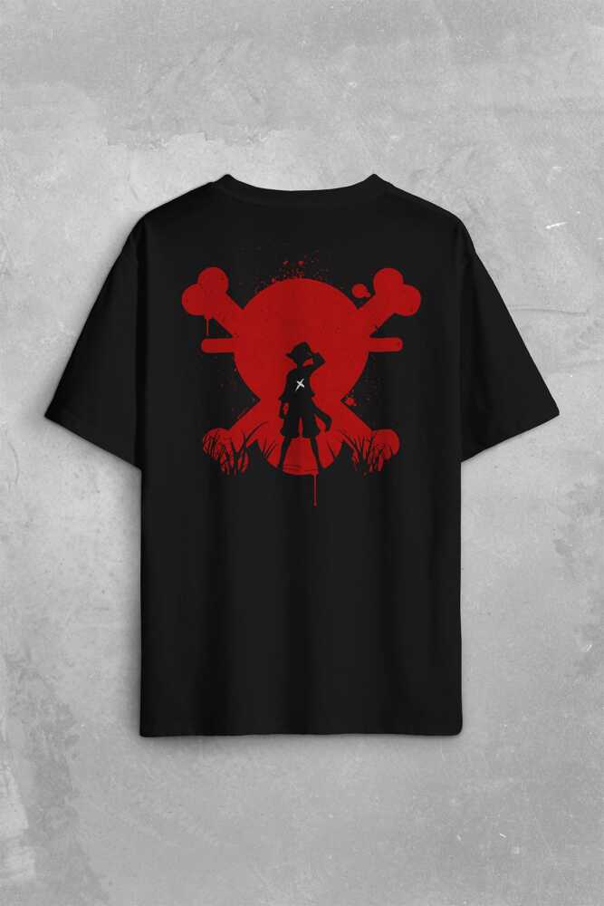 One Piece Anime Dizi Japanese Urban Wear Street Culture Sırt Ön Baskılı Oversize Tişört Unisex T-Shirt - 1