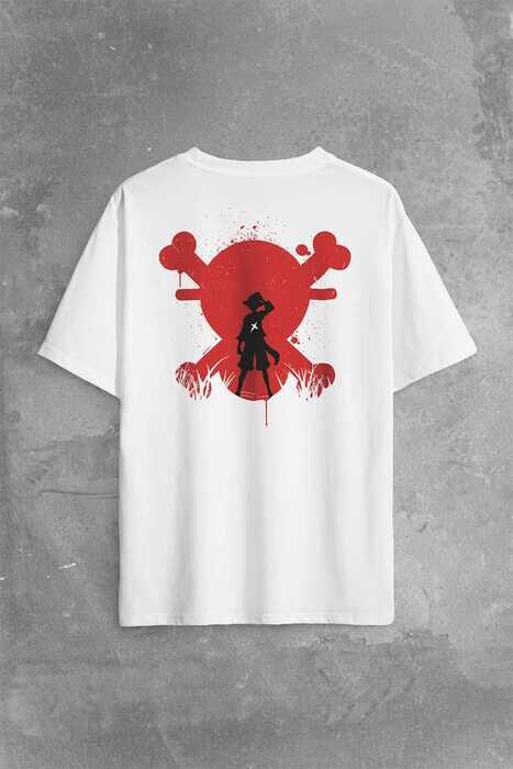 One Piece Anime Dizi Japanese Urban Wear Street Culture Sırt Ön Baskılı Oversize Tişört Unisex T-Shirt - 1