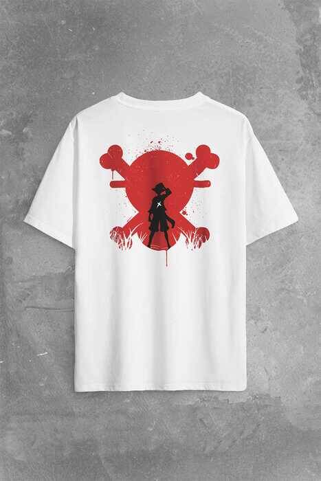 One Piece Anime Dizi Japanese Urban Wear Street Culture Sırt Ön Baskılı Oversize Tişört Unisex T-Shirt - 1