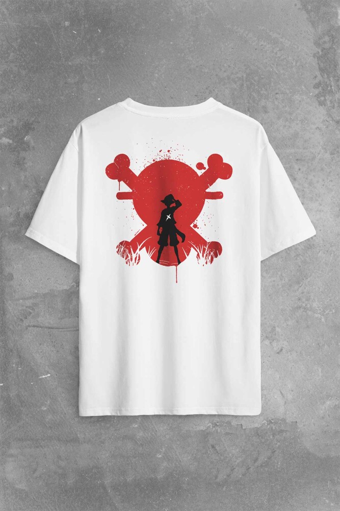 One Piece Anime Dizi Japanese Urban Wear Street Culture Sırt Ön Baskılı Oversize Tişört Unisex T-Shirt - 1