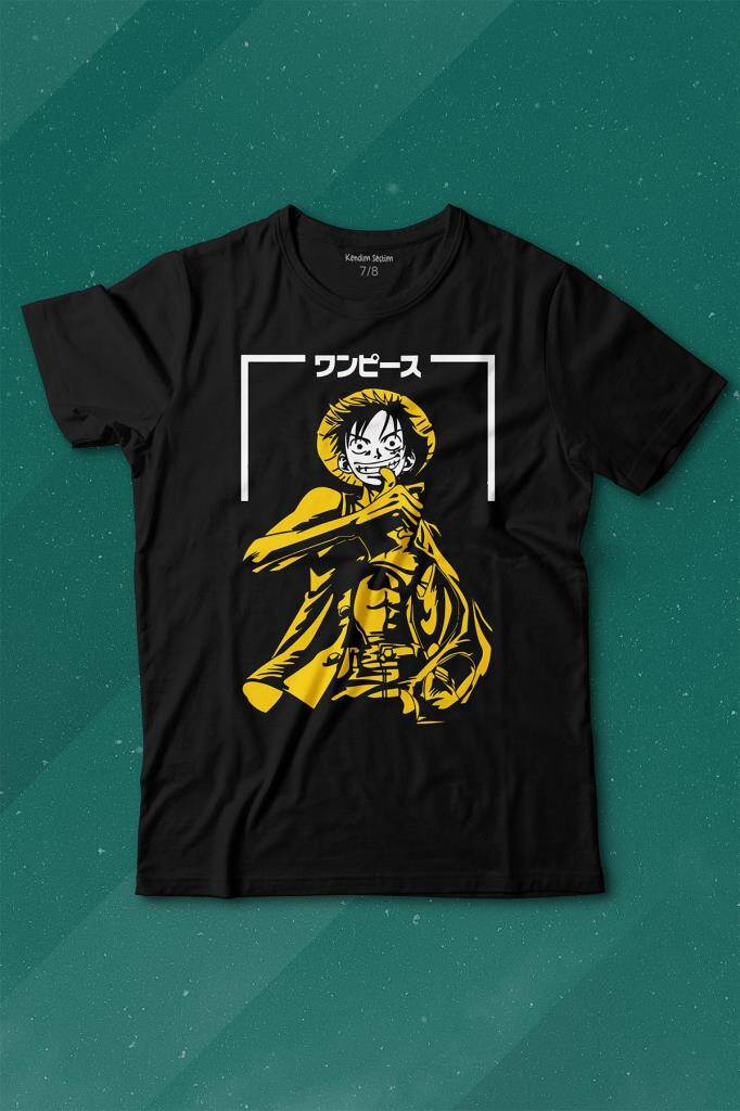 One Piece Anime Dizi Japonca Japanese Wear Baskılı Tişört Çocuk T-shirt - 1