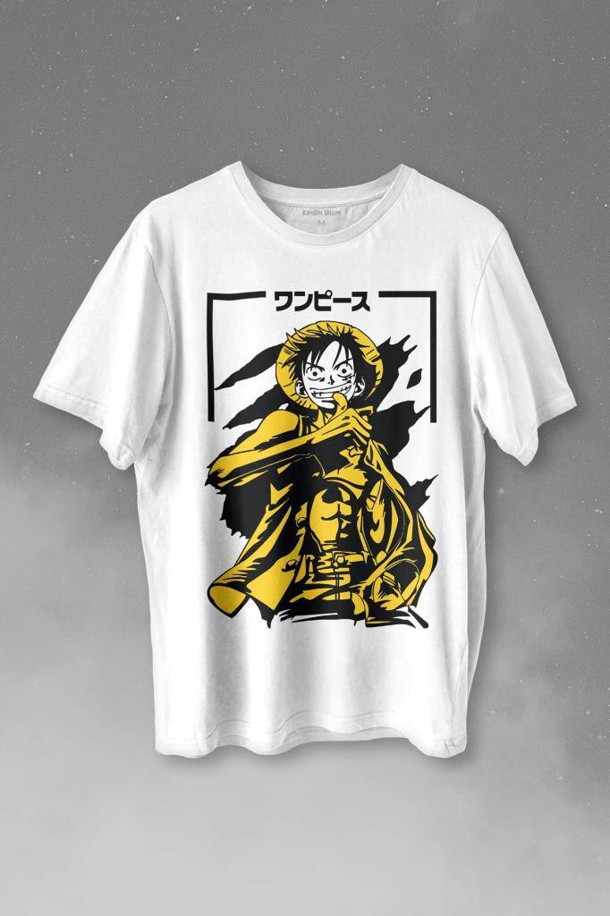 One Piece Anime Dizi Japonca Japanese Wear Baskılı Tişört Unisex T-shirt - 1