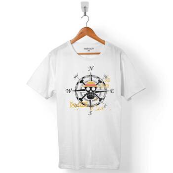 ONE PIECE COMPASS SKULL SKELETON ERKEK TİŞÖRT - 1