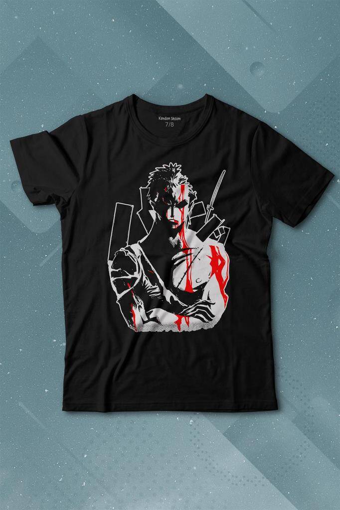 One Piece Roronoa Zoro Poster Baskılı Tişört Çocuk T-shirt - 1