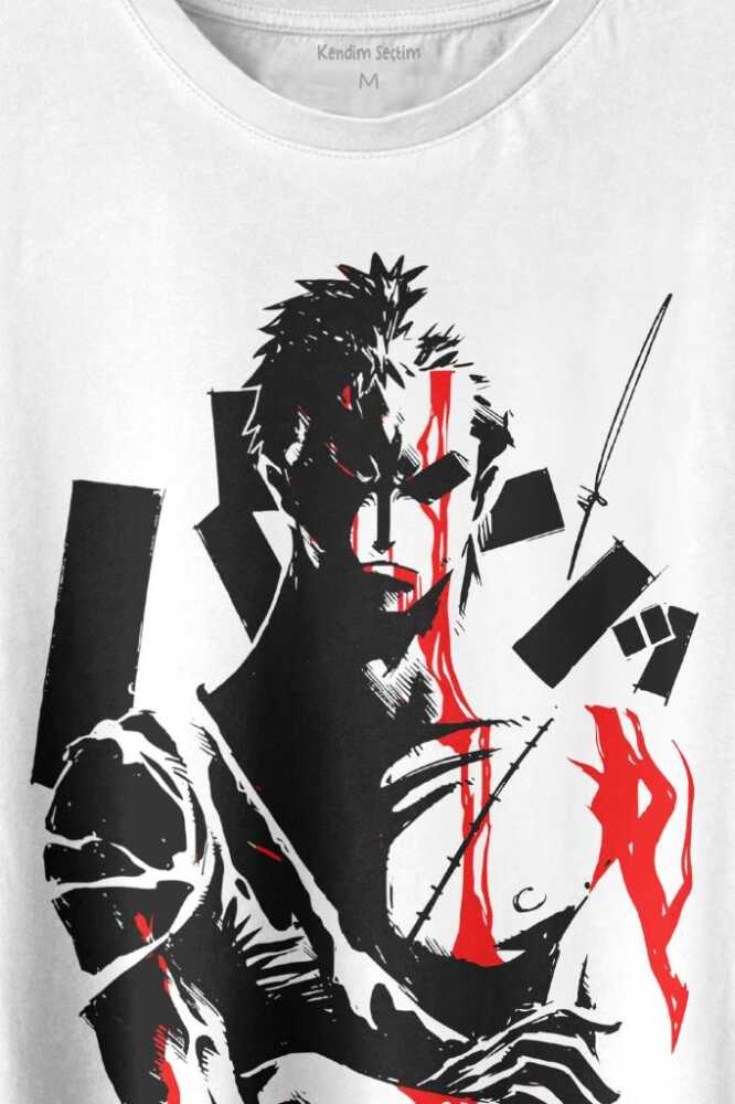 One Piece Roronoa Zoro Poster Baskılı Tişört Unisex T-shirt (1)