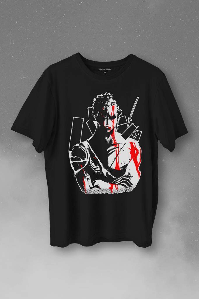 One Piece Roronoa Zoro Poster Baskılı Tişört Unisex T-Shirt - 1