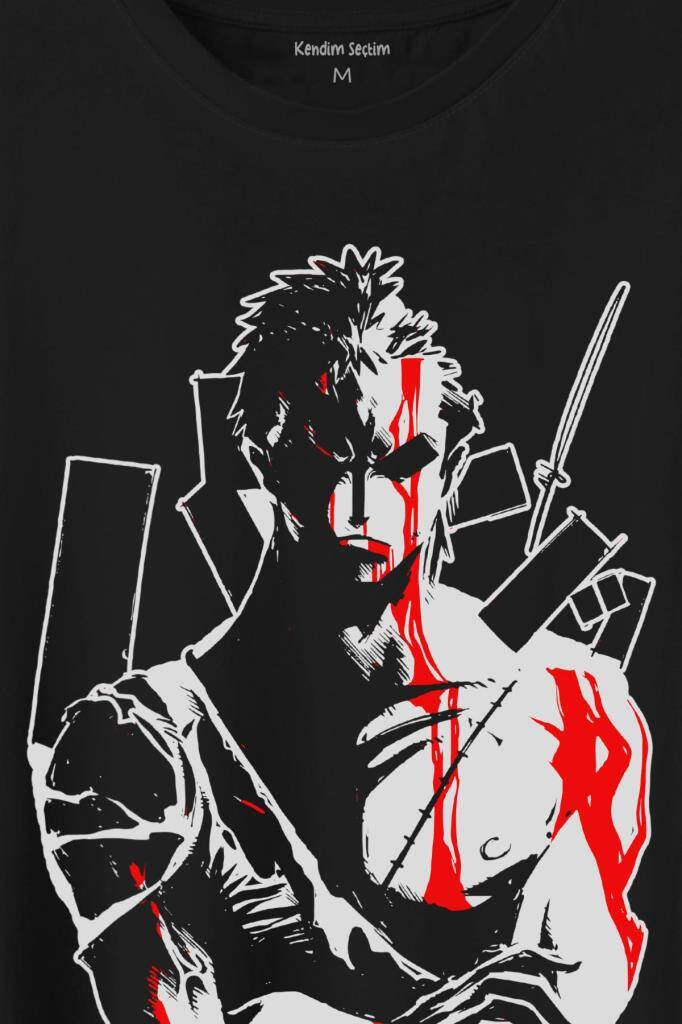One Piece Roronoa Zoro Poster Baskılı Tişört Unisex T-Shirt - 2
