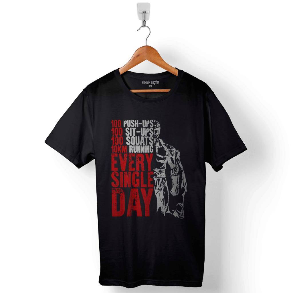 One Punch Man 10 Km Every Day Logo Baskılı Tişört Unisex T-Shirt - 1