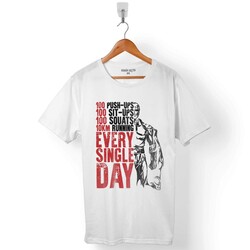 ONE PUNCH MAN 10 KM EVERY DAY LOGO ERKEK TİŞÖRT - 1