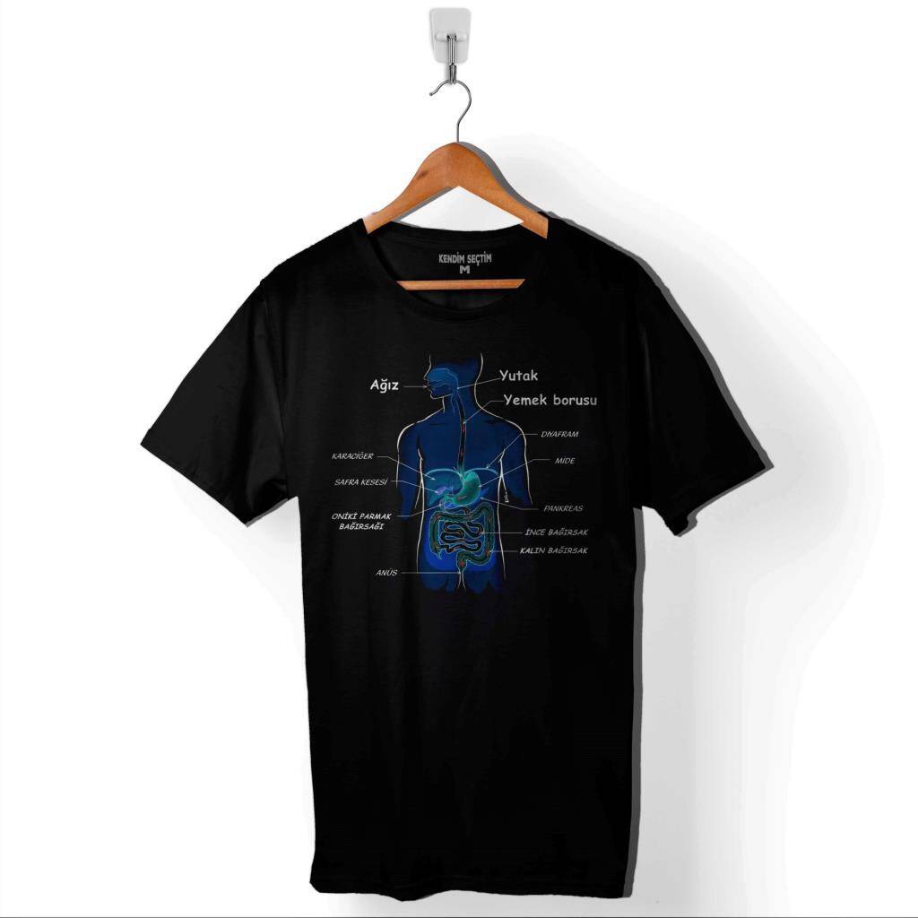 Organlarımız Ağız Yutak Mide Akciğer Ders Ödev Baskılı Tişört Unisex T-Shirt - 1