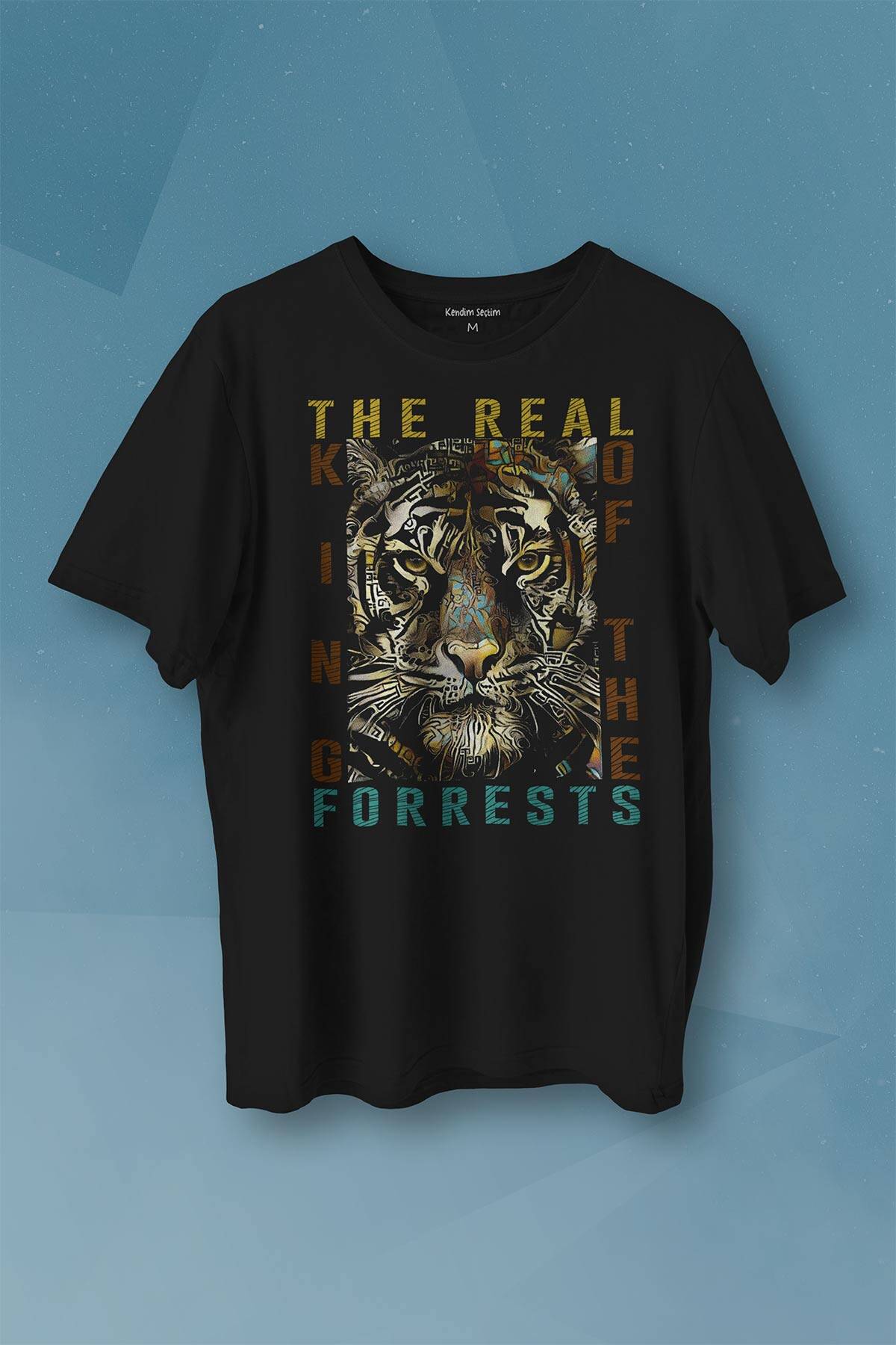 Ormanların Gerçek kralı Vahşi Kaplan Kafası Tiger Baskılı Tişört Unisex T-shirt - 1