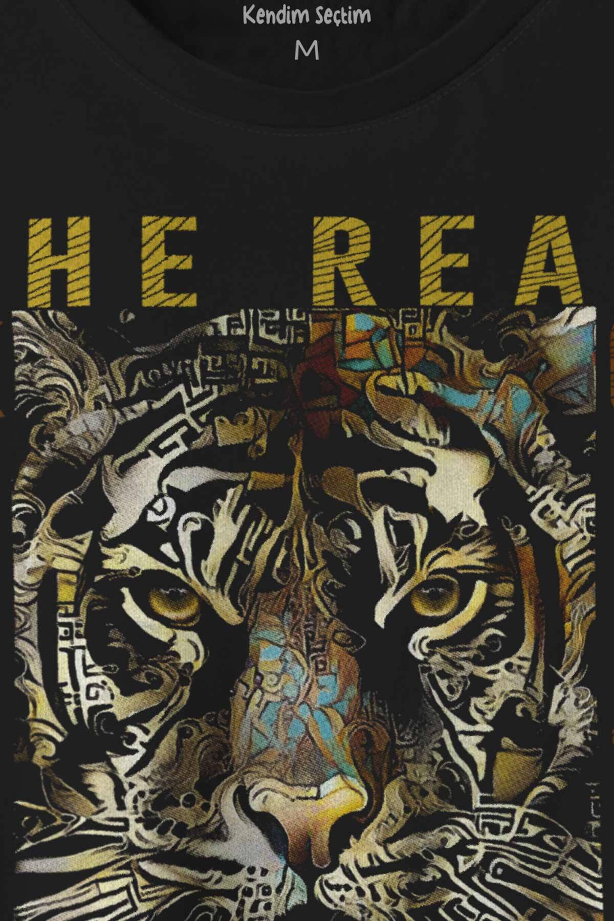 Ormanların Gerçek kralı Vahşi Kaplan Kafası Tiger Baskılı Tişört Unisex T-shirt - 2