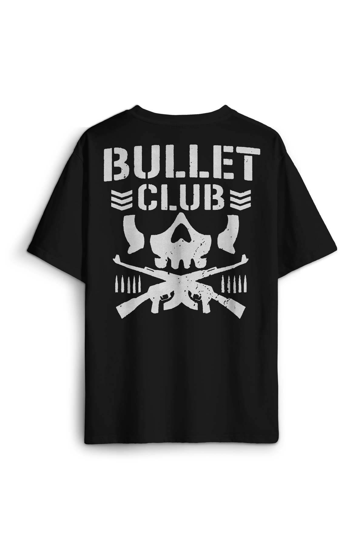 Oversize T-shirt Bullet Club Gym Fight Wwe Güreş Spor Baskılı Siyah Unisex Tişört - 1