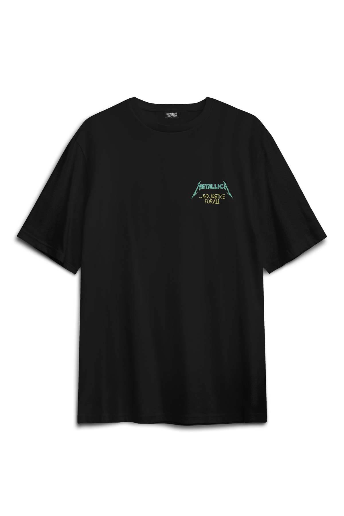 Oversize T-shirt Metallica And Justice For All Rock Metal Music Baskılı Siyah Unisex Tişört (1)