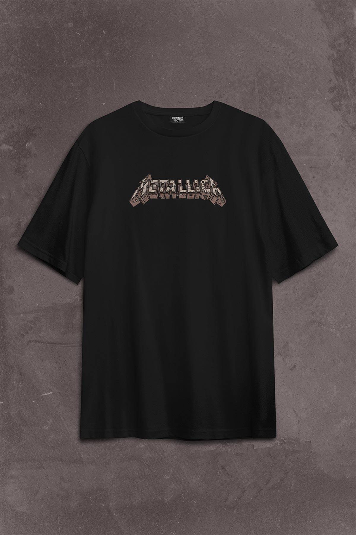 Oversize T-shirt Metallica New Yeni 2K Rock Metal Music Sırt Ön Baskılı Tişört - 2