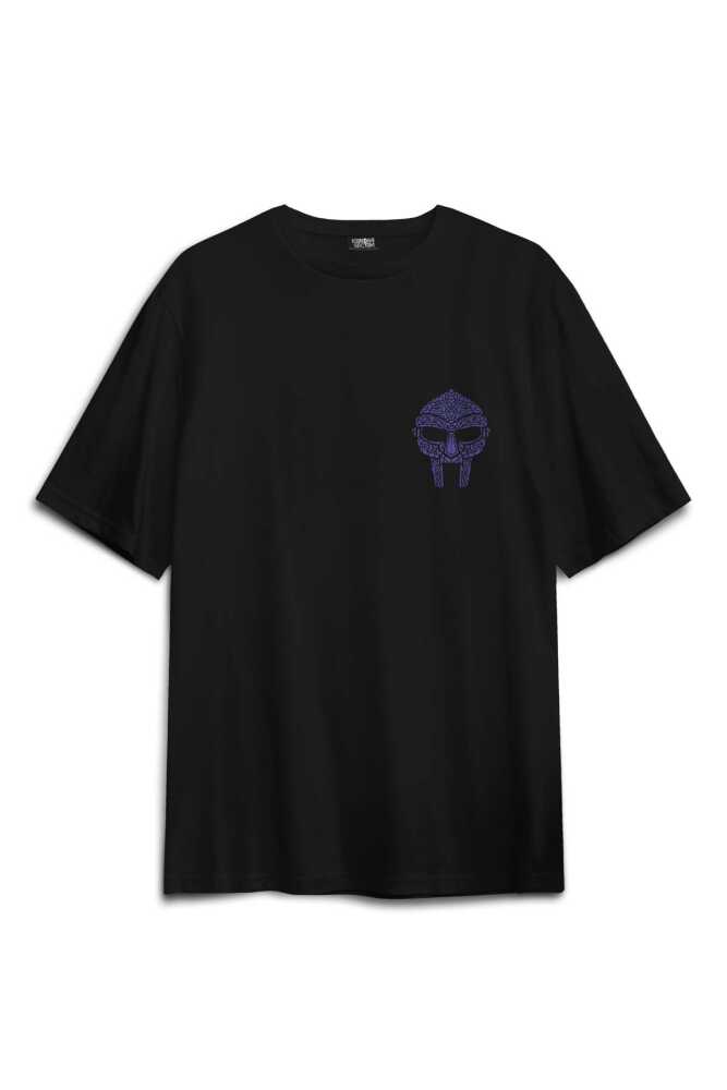 Oversize T-shirt Mf Doom Hip Hop Rap Oldschool Baskılı Siyah Unisex Tişört - 1