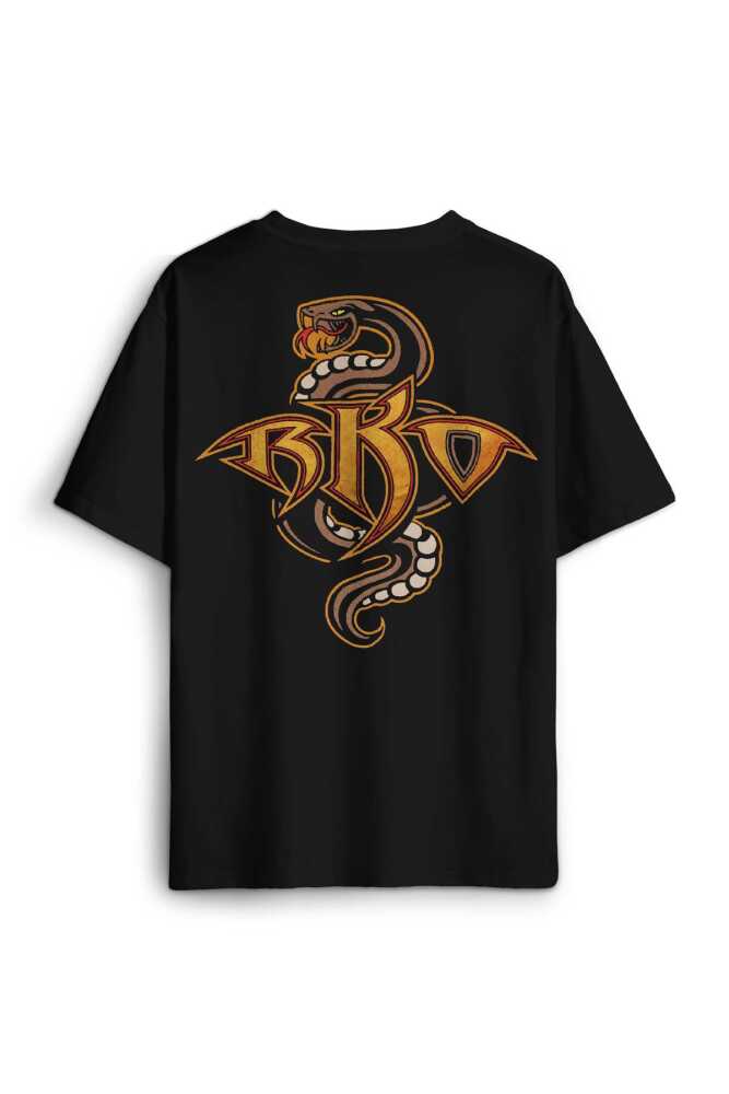 Oversize T-shirt Randy Orton Yılan Rko Wwe Fight Güreş Gym Spor Baskılı Siyah Unisex Tişört - 1