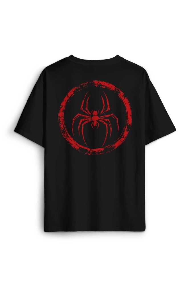 Oversize T-shirt Spider Örümcek Adam Animal Gym Spor Baskılı Siyah Unisex Tişört