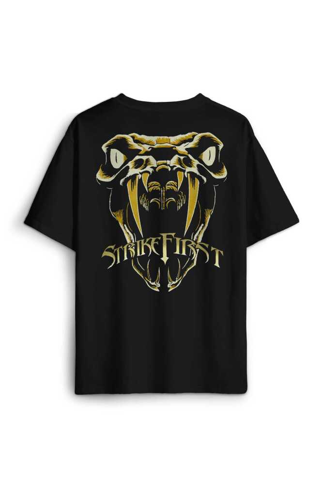 Oversize T-shirt Strike First Venom Rko Wwe Randy Orton Yılan Güreş Gym Fight Spor Siyah Tişört - 1