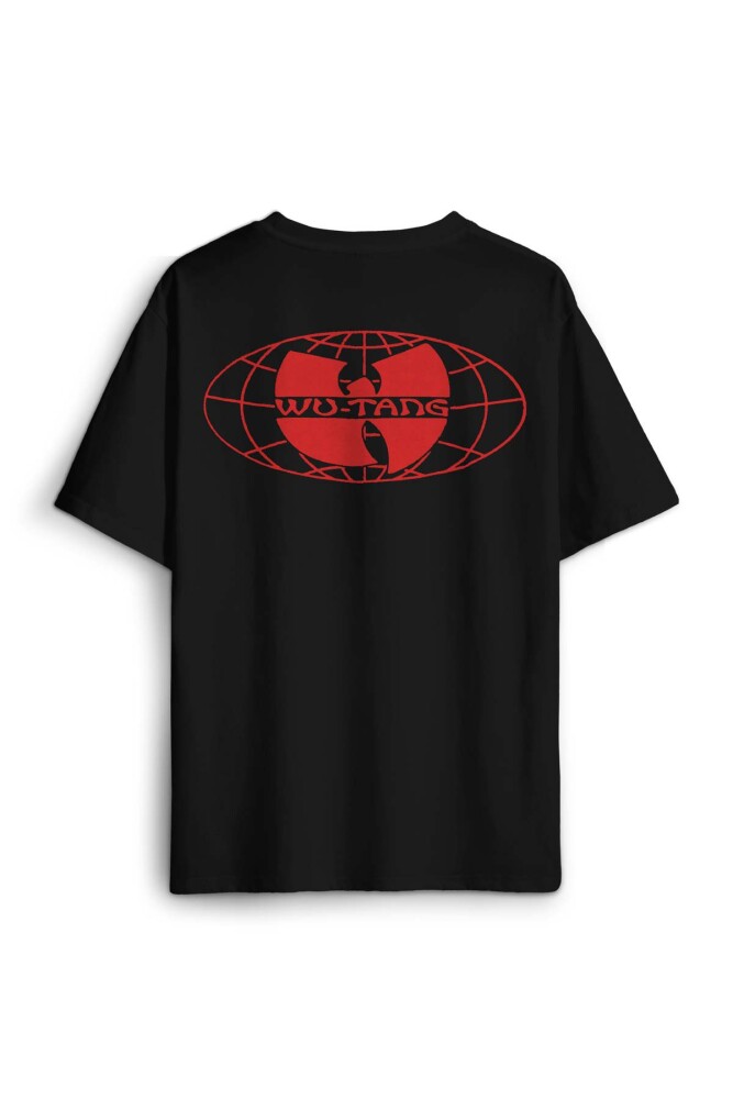Oversize T-shirt Wu Tang Clan Pamuklu Y2K Rap Hip Hop New York Baskılı Siyah Unisex Tişört - 2