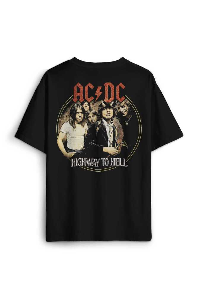 Oversize Tişört AC/DC Angus Malcolm Young Hard Rock AC DC Gitar Guitar Unisex Tişört
