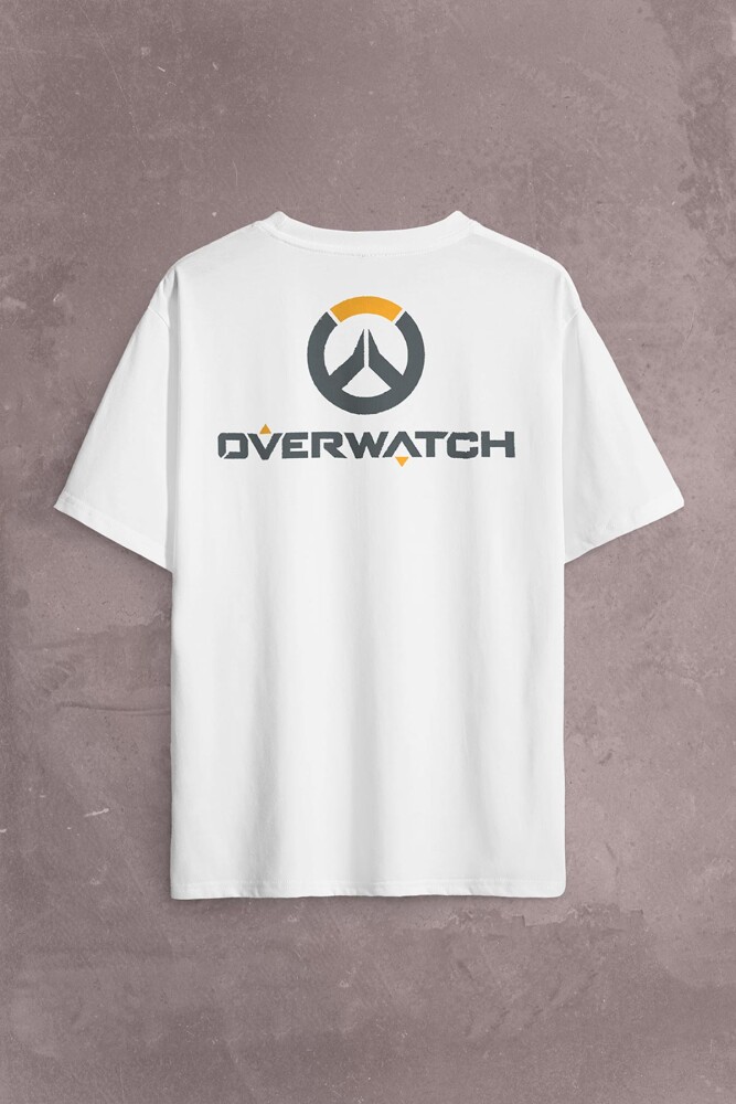 Overwatch Heroes Steam Logo Over Watc Sırt Ön Baskılı Oversize Tişört Unisex T-Shirt OVR12B1863 - 2
