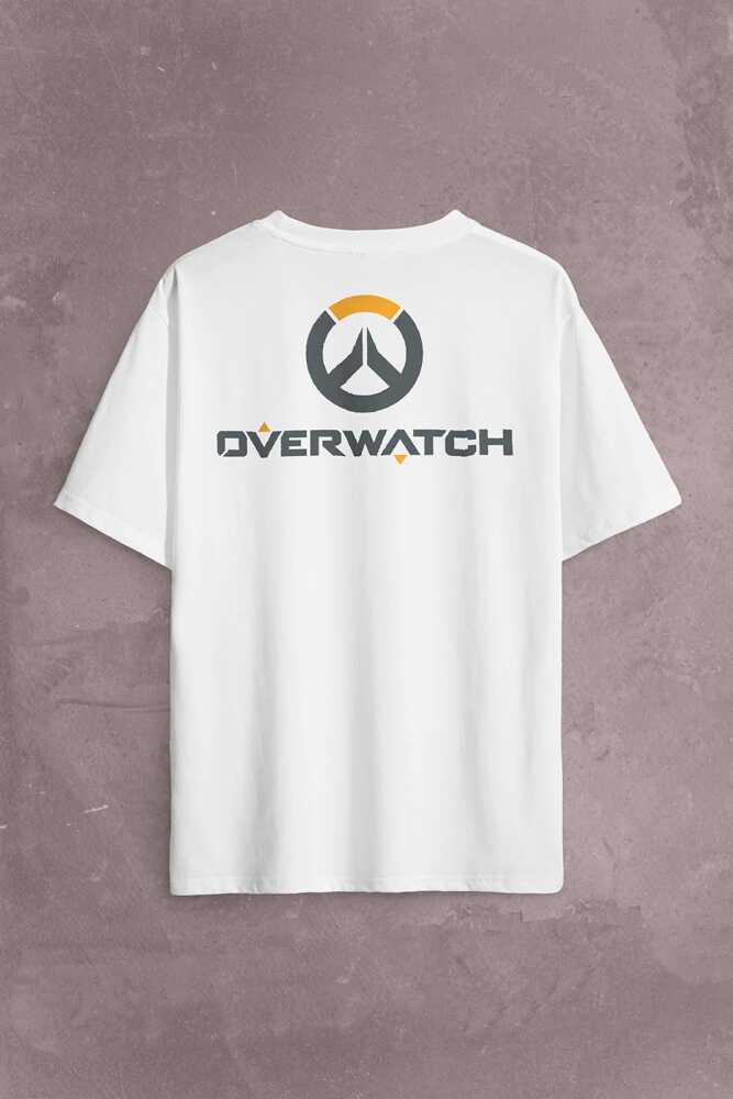 Overwatch Heroes Steam Logo Over Watc Sırt Ön Baskılı Oversize Tişört Unisex T-Shirt OVR12B1863 (1)