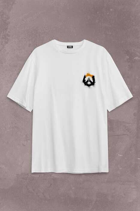 Overwatch Heroes Steam Logo Over Watc Sırt Ön Baskılı Oversize Tişört Unisex T-Shirt OVR12B1866 - 1