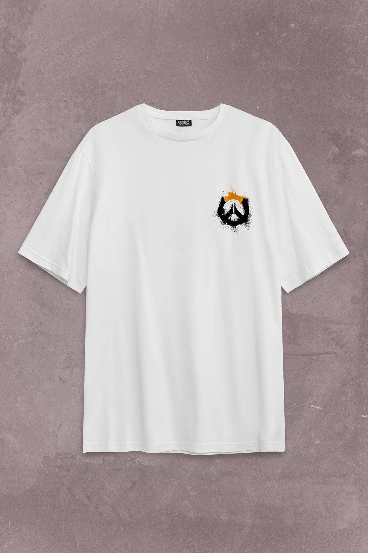 Overwatch Heroes Steam Logo Over Watc Sırt Ön Baskılı Oversize Tişört Unisex T-Shirt OVR12B1866 - 1