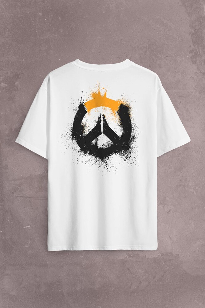 Overwatch Heroes Steam Logo Over Watc Sırt Ön Baskılı Oversize Tişört Unisex T-Shirt OVR12B1866 - 2