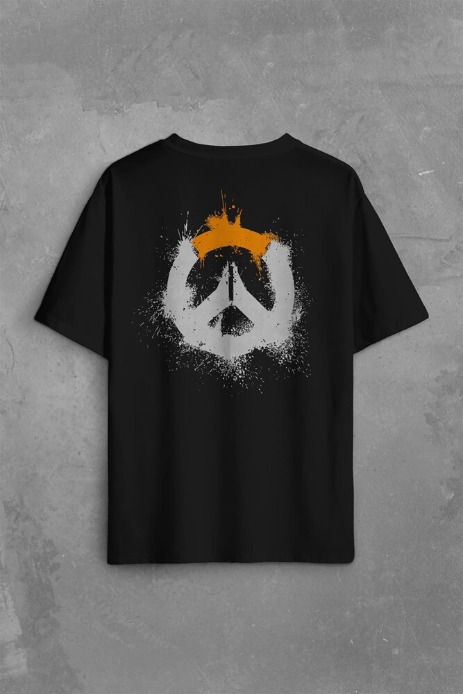 Overwatch Heroes Steam Logo Over Watc Sırt Ön Baskılı Oversize Tişört Unisex T-Shirt (1)