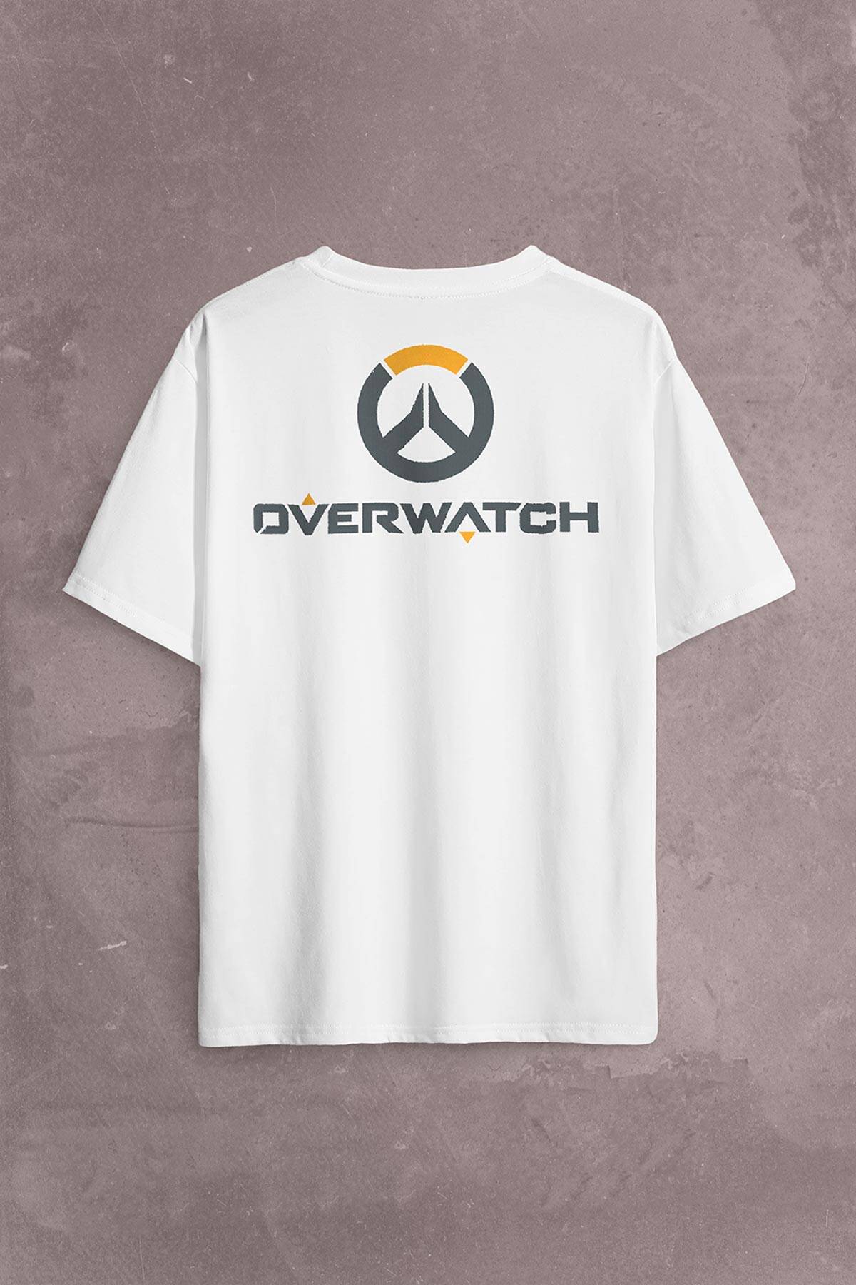 Overwatch Heroes Steam Logo Over Watc Sırt Ön Baskılı Oversize Tişört Unisex T-Shirt OVR12B1863 (1)