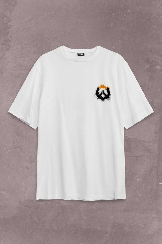Overwatch Heroes Steam Logo Over Watc Sırt Ön Baskılı Oversize Tişört Unisex T-Shirt OVR12B1866 - 1