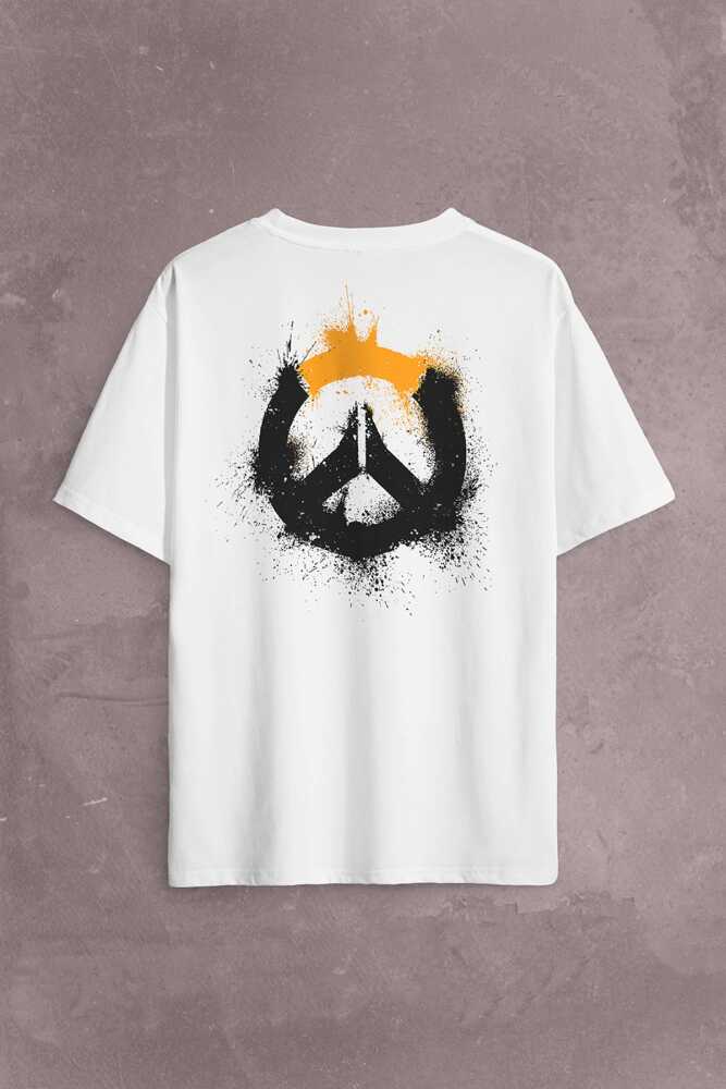 Overwatch Heroes Steam Logo Over Watc Sırt Ön Baskılı Oversize Tişört Unisex T-Shirt OVR12B1866 - 2