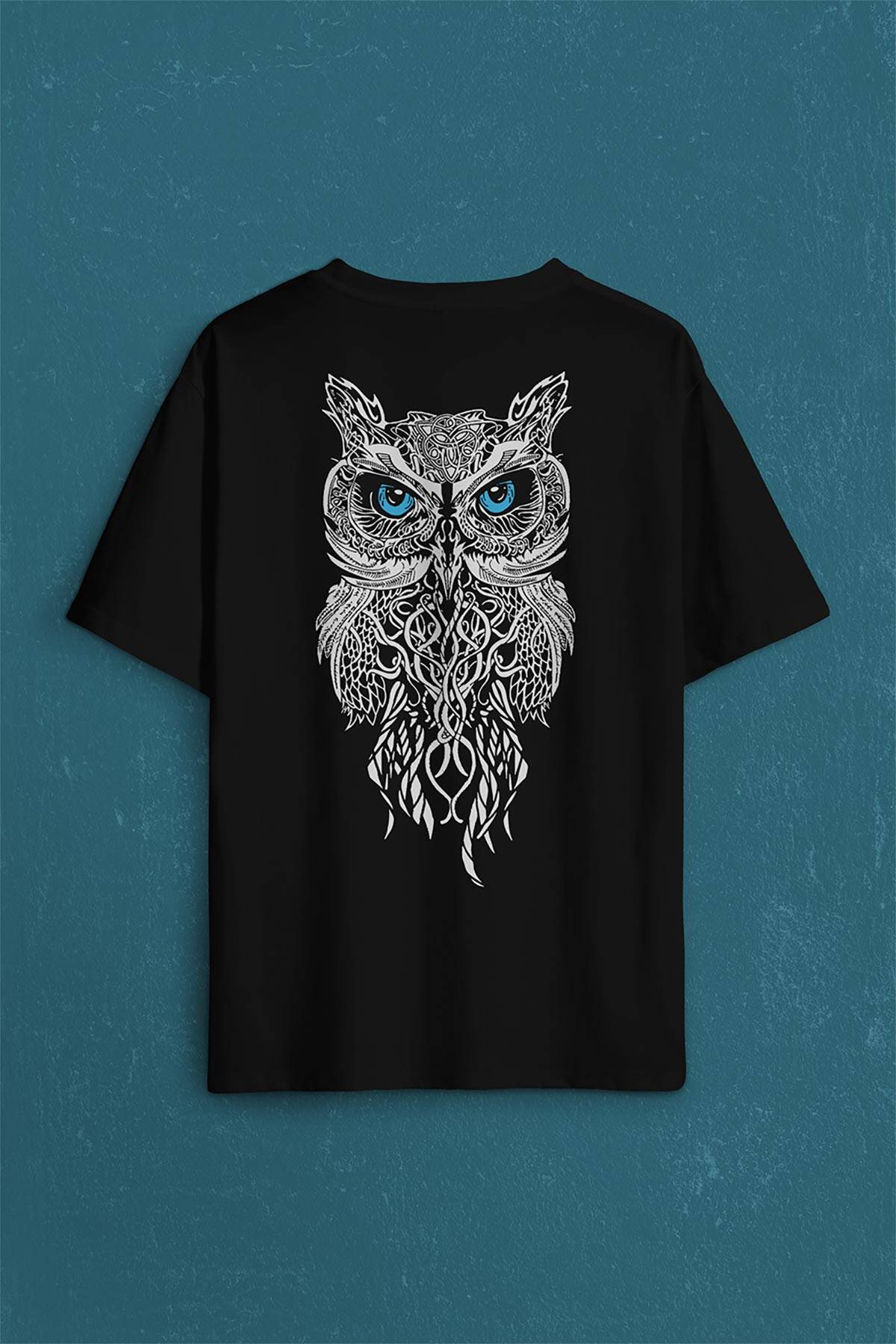 Owl Baykuş Design Desen Tasarım Yavru Minik Kuş Sırt Ön Baskılı Oversize Tişört Unisex T-Shirt - 2