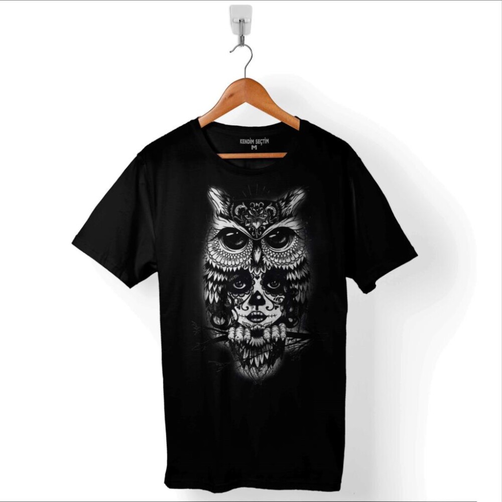 Owl Baykuş Üzgün Kız Güçlü Kadın Baskılı Tişört Unisex T-Shirt - 1