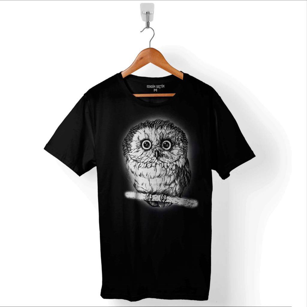 Owl Baykuş Yavru Minik Kuş Baskılı Tişört Unisex T-Shirt - 1