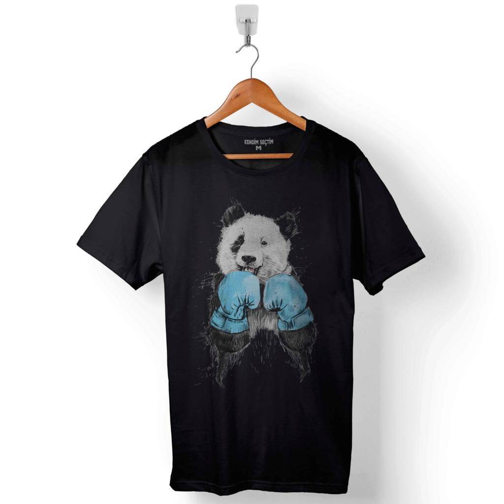 Panda Bear Fight Ayı Boks Boxer Baskılı Tişört Unisex T-Shirt - 1