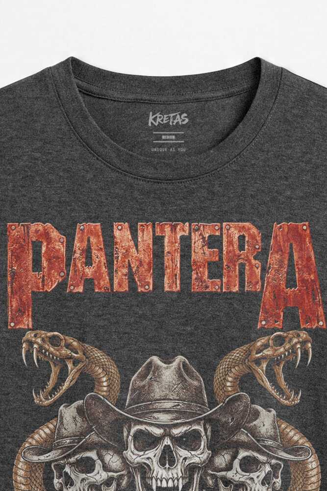 Pantera Cowboys From Hell Snake Yılan Groove Metal Regular Unisex Antrasit Melanj Tişört (1)