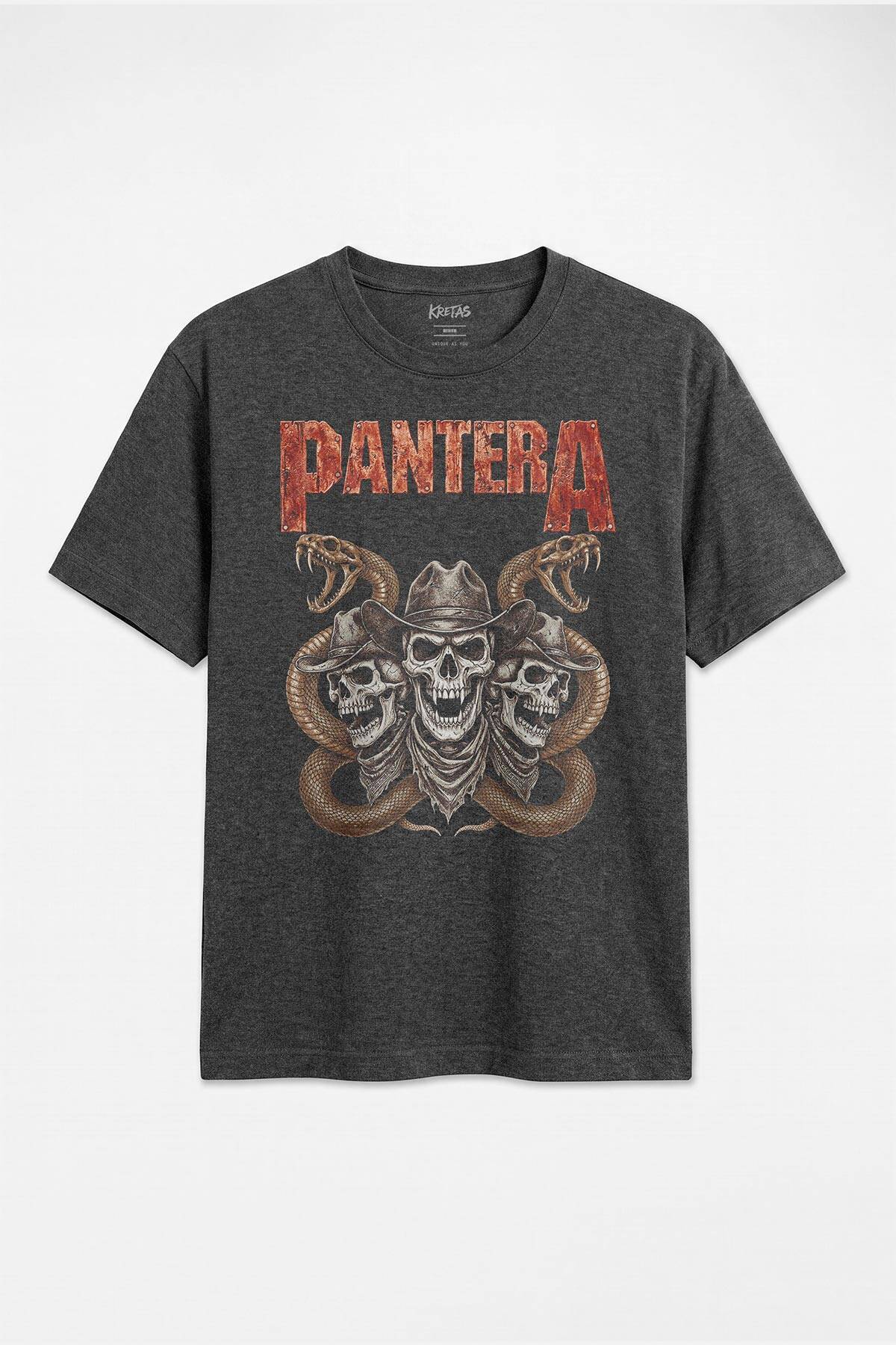 Pantera Cowboys From Hell Snake Yılan Groove Metal Regular Unisex Antrasit Melanj Tişört
