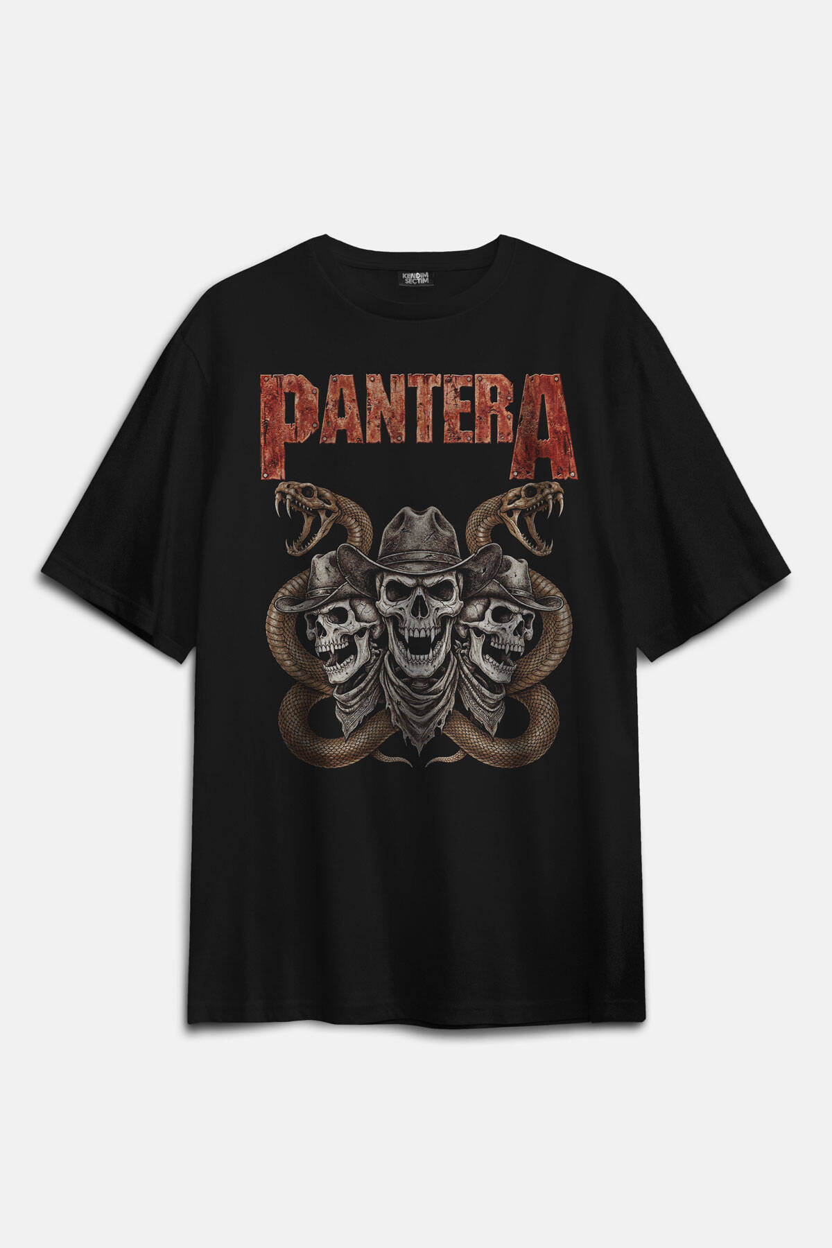 Pantera Metal Müzik Skull Kuru Kafa Baskılı Oversize Tişört Unisex T-shirt