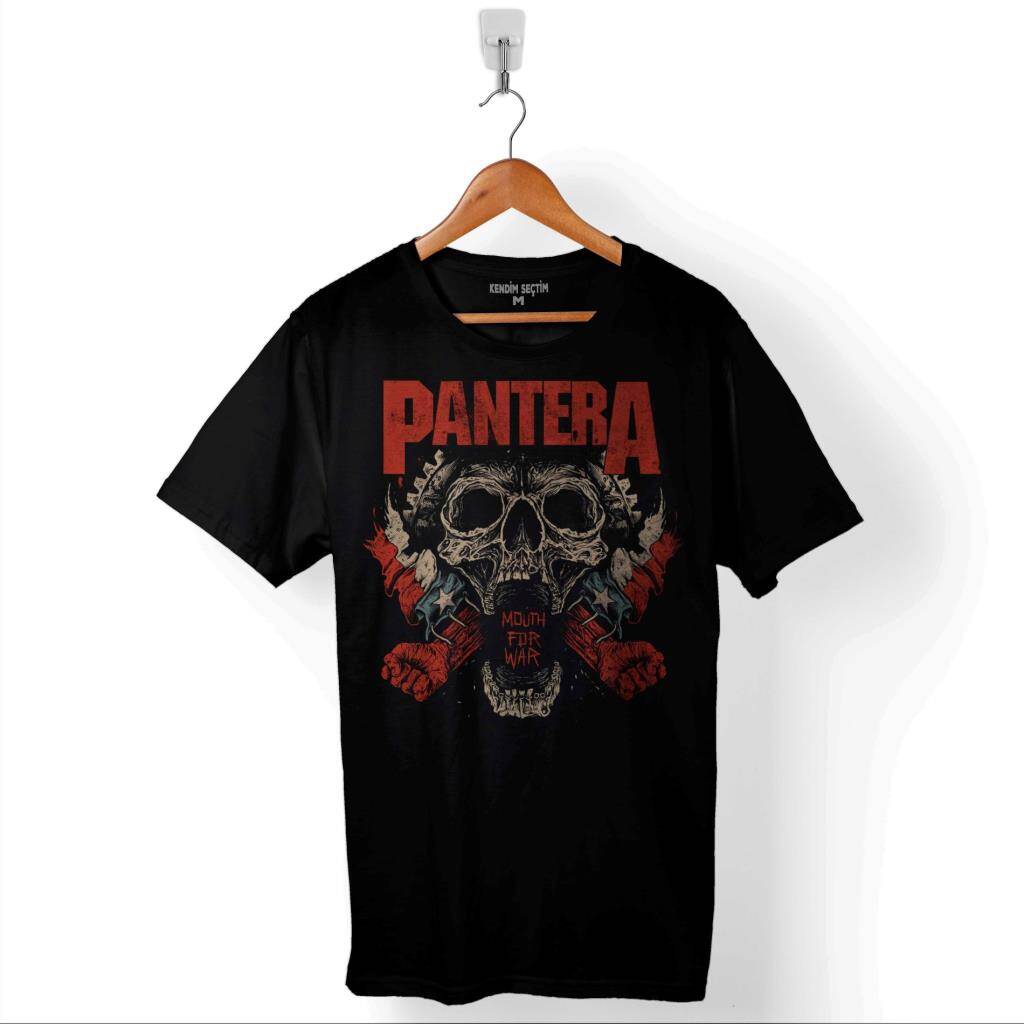 Pantera Skull Kuru Kafa Groove Heavy Metal Logo Baskılı Tişört Unisex T-Shirt - 1
