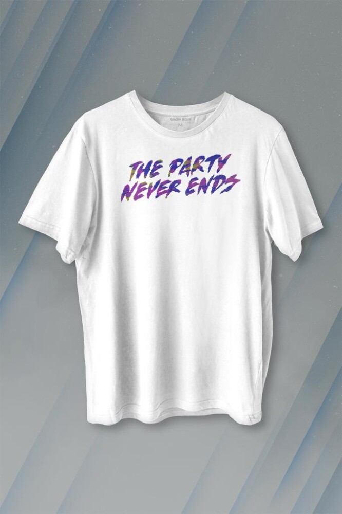 Party Never Ends Music Acid Baskılı Tişört Unisex T-shirt - 1