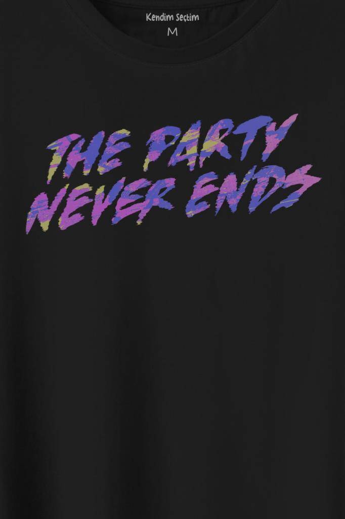 Party Never Ends Music Acid Baskılı Tişört Unisex T-Shirt - 2