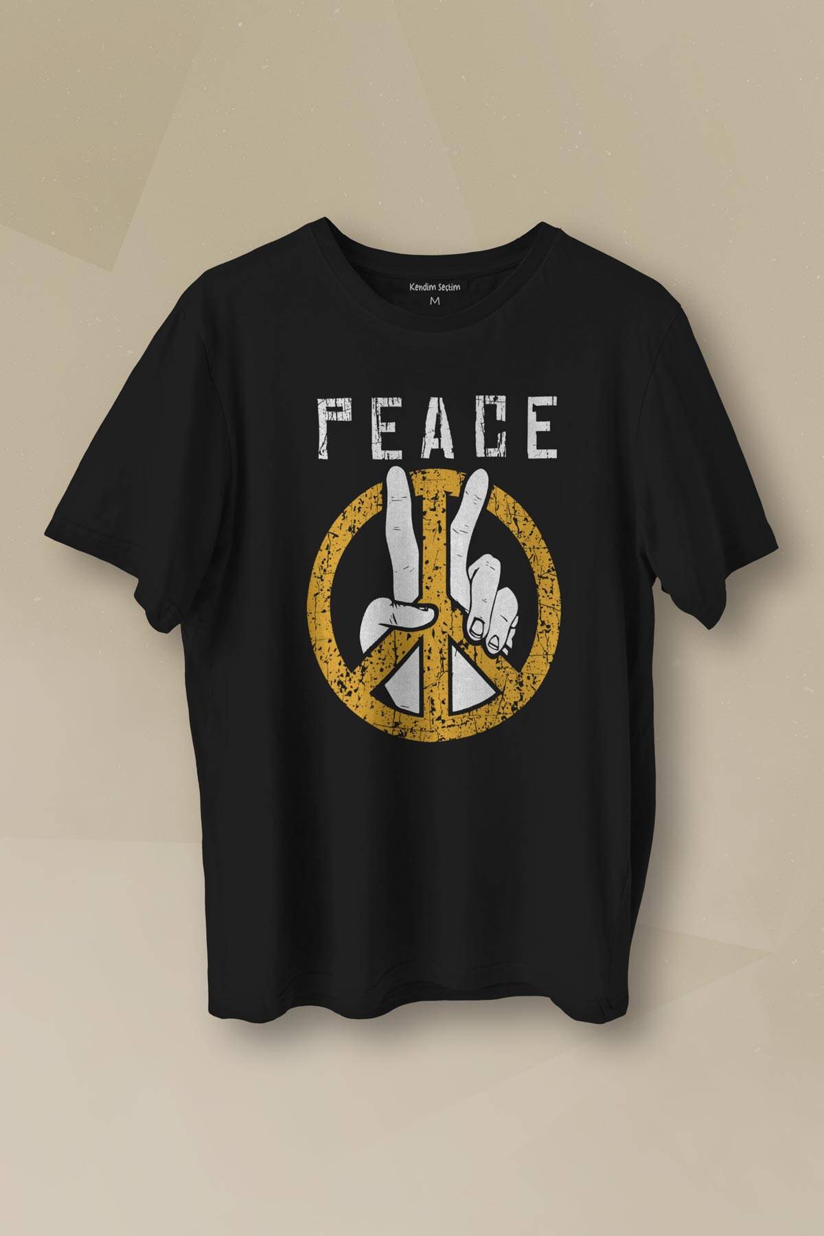 Peace Freedom Özgürlük Yazı Baskılı Kısa Kollu T-shirt Siyah Unisex Tişört - 1