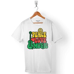 PEACE RAGGAE LOVE MUSIC BOB MARLEY ERKEK TİŞÖRT - 1